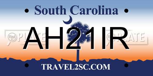 AH21IR South Carolina License Plate