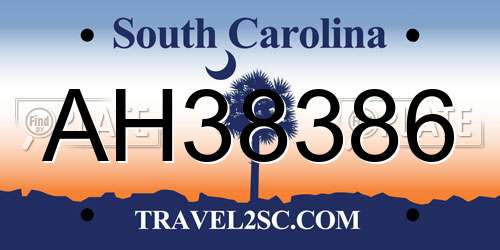AH38386 South Carolina License Plate