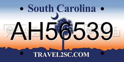 AH56539 South Carolina License Plate