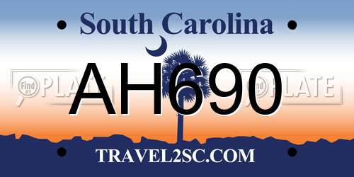 AH690 South Carolina License Plate