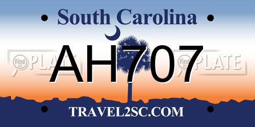AH707 South Carolina License Plate