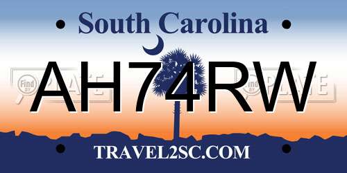 AH74RW South Carolina License Plate