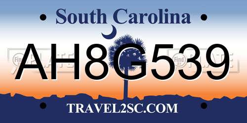 AH8G539 South Carolina License Plate
