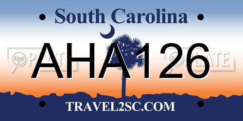 AHA126 South Carolina License Plate