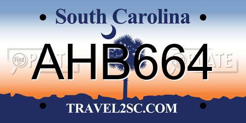 AHB664 South Carolina License Plate