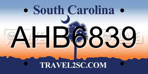 AHB6839 South Carolina License Plate