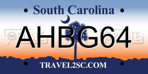AHBG64 South Carolina License Plate