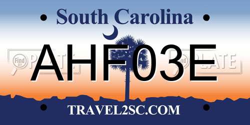 AHF03E South Carolina License Plate
