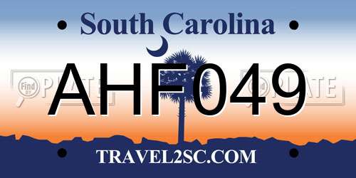 AHF049 South Carolina License Plate
