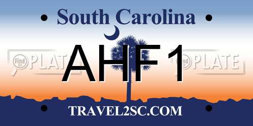 AHF1 South Carolina License Plate