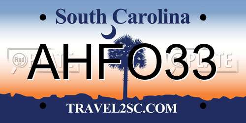 AHFO33 South Carolina License Plate