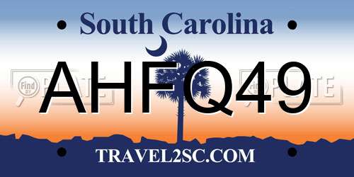 AHFQ49 South Carolina License Plate