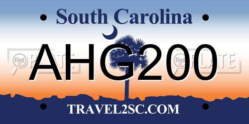 AHG200 South Carolina License Plate