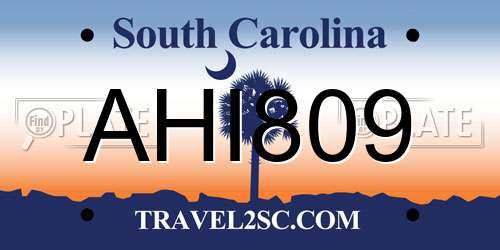 AHI809 South Carolina License Plate
