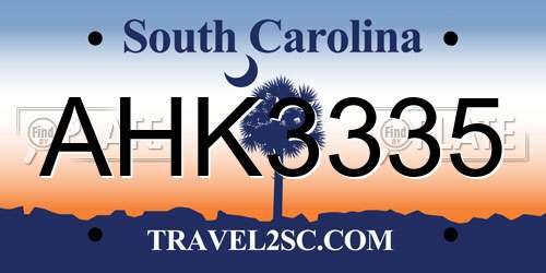 AHK3335 South Carolina License Plate