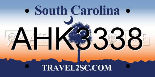 AHK3338 South Carolina License Plate