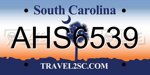 AHS6539 South Carolina License Plate