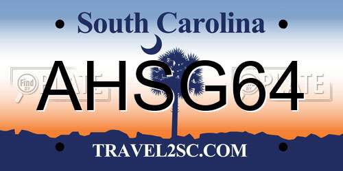 AHSG64 South Carolina License Plate