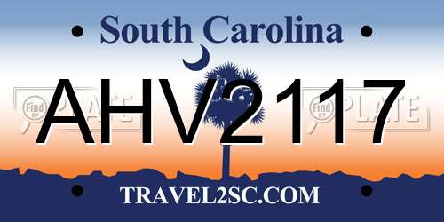 AHV2117 South Carolina License Plate