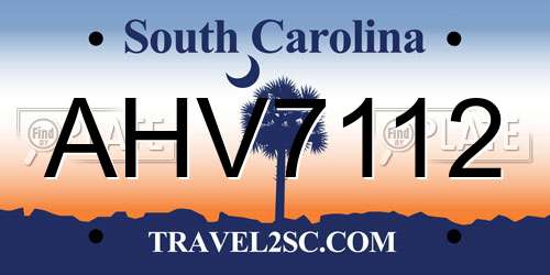 AHV7112 South Carolina License Plate