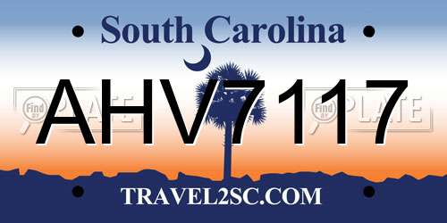 AHV7117 South Carolina License Plate