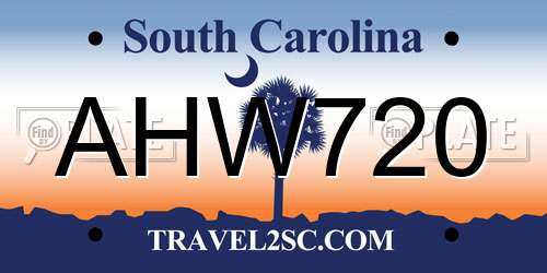 AHW720 South Carolina License Plate