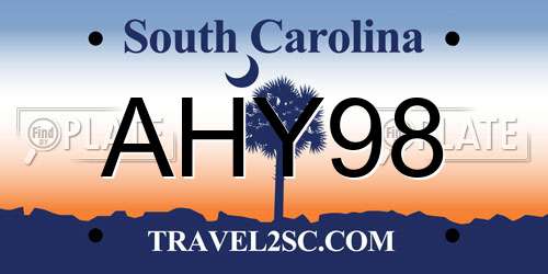 AHY98 South Carolina License Plate