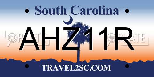 AHZ11R South Carolina License Plate