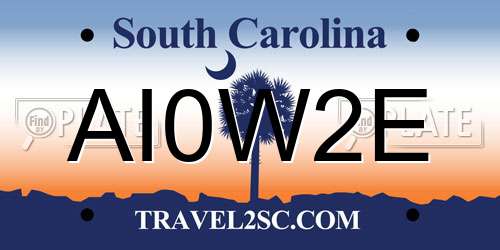 AI0W2E South Carolina License Plate