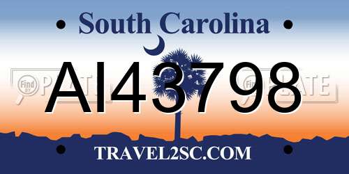AI43798 South Carolina License Plate