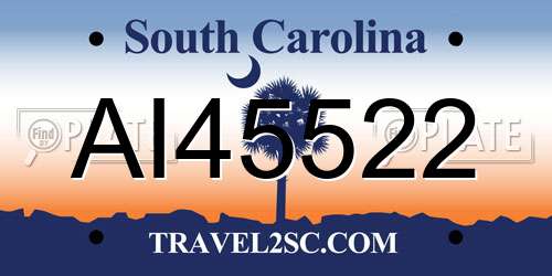 AI45522 South Carolina License Plate