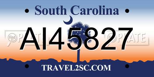 AI45827 South Carolina License Plate