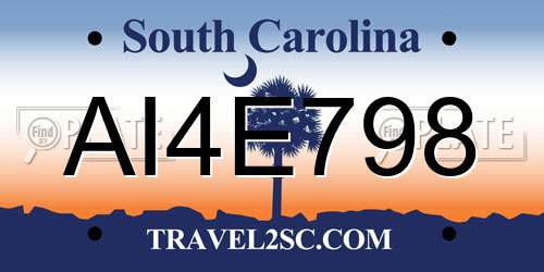 AI4E798 South Carolina License Plate
