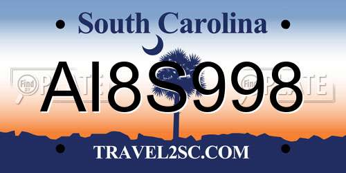 AI8S998 South Carolina License Plate