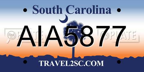 AIA5877 South Carolina License Plate
