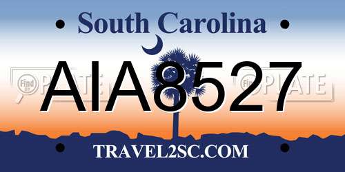 AIA8527 South Carolina License Plate