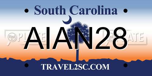 AIAN28 South Carolina License Plate