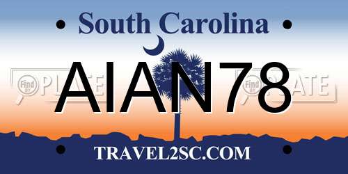 AIAN78 South Carolina License Plate