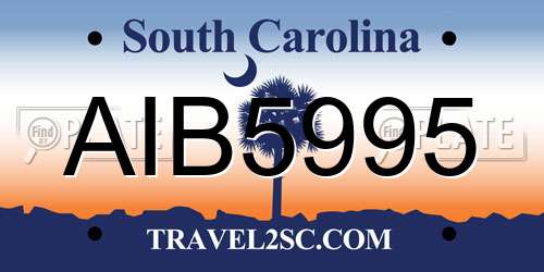 AIB5995 South Carolina License Plate