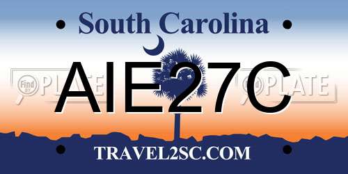 AIE27C South Carolina License Plate