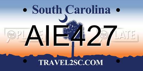 AIE427 South Carolina License Plate
