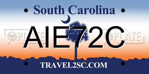 AIE72C South Carolina License Plate