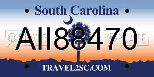 AII88470 South Carolina License Plate