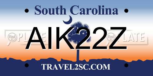 AIK22Z South Carolina License Plate