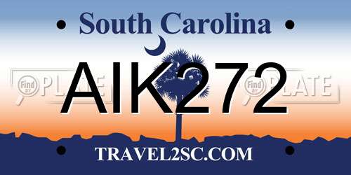 AIK272 South Carolina License Plate