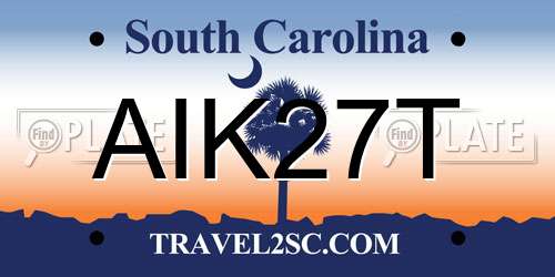 AIK27T South Carolina License Plate