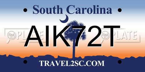 AIK72T South Carolina License Plate