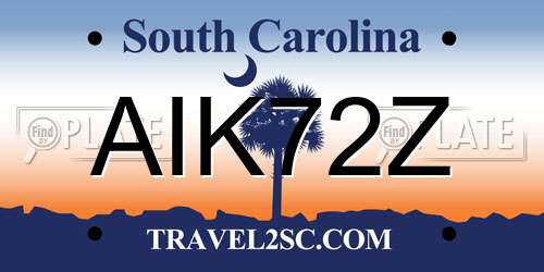 AIK72Z South Carolina License Plate