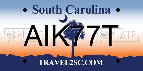 AIK77T South Carolina License Plate