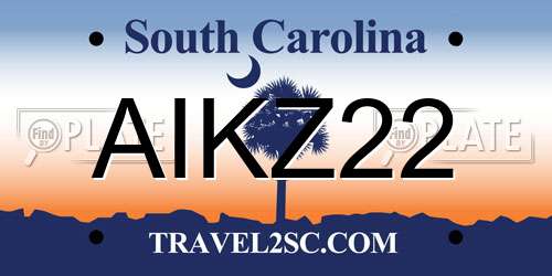 AIKZ22 South Carolina License Plate